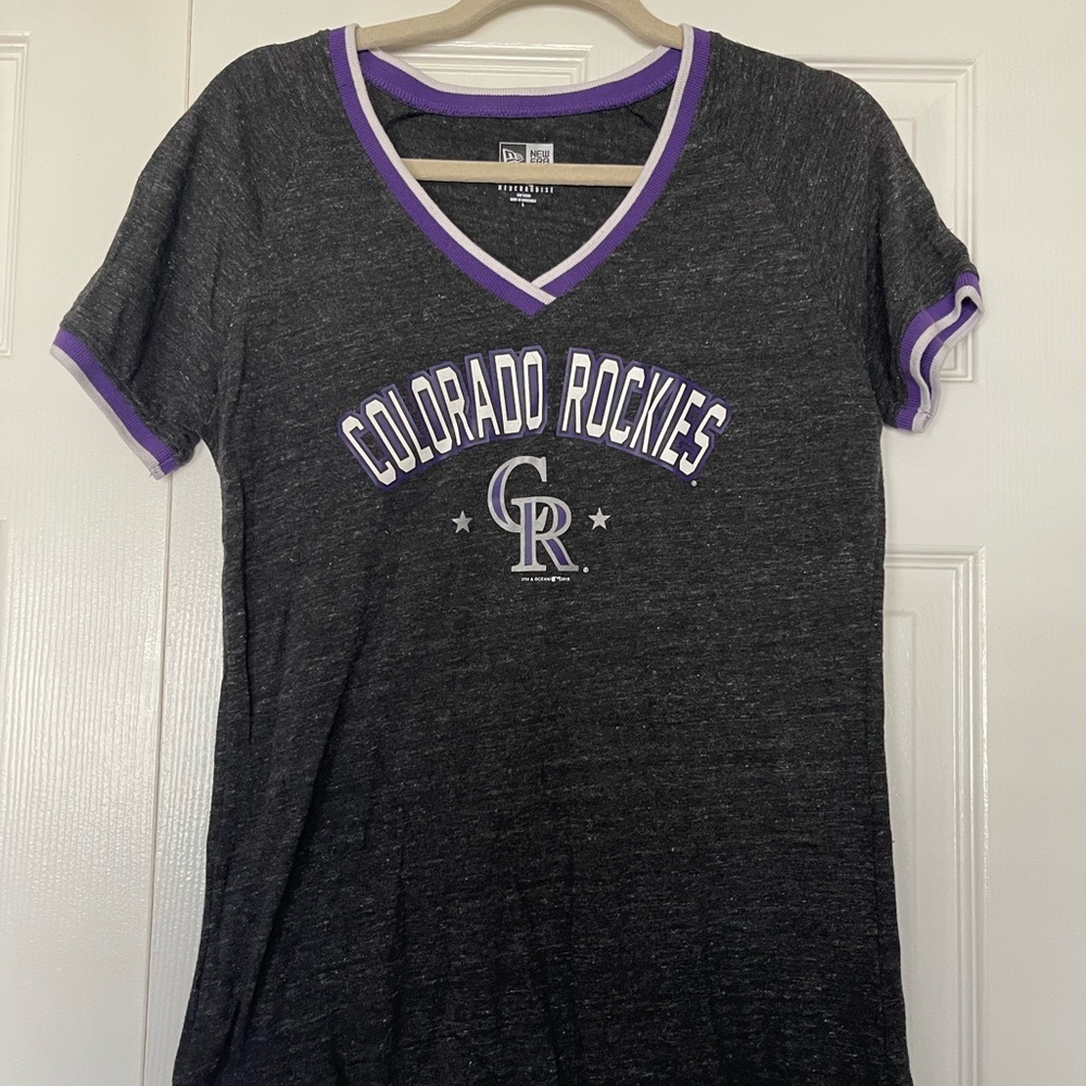 New Era Black and Purple V-Neck Shirt
